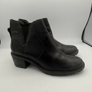LL Bean Ankle Boots‎ Womens Sz 9 Black Leather Block Heel Chelsea